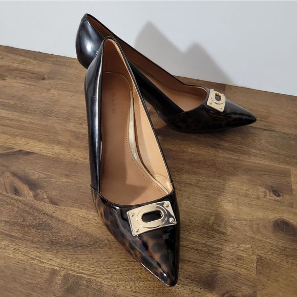 Coach Patent Leather Pumps Leopard 7.5 - Picture 1 of 7